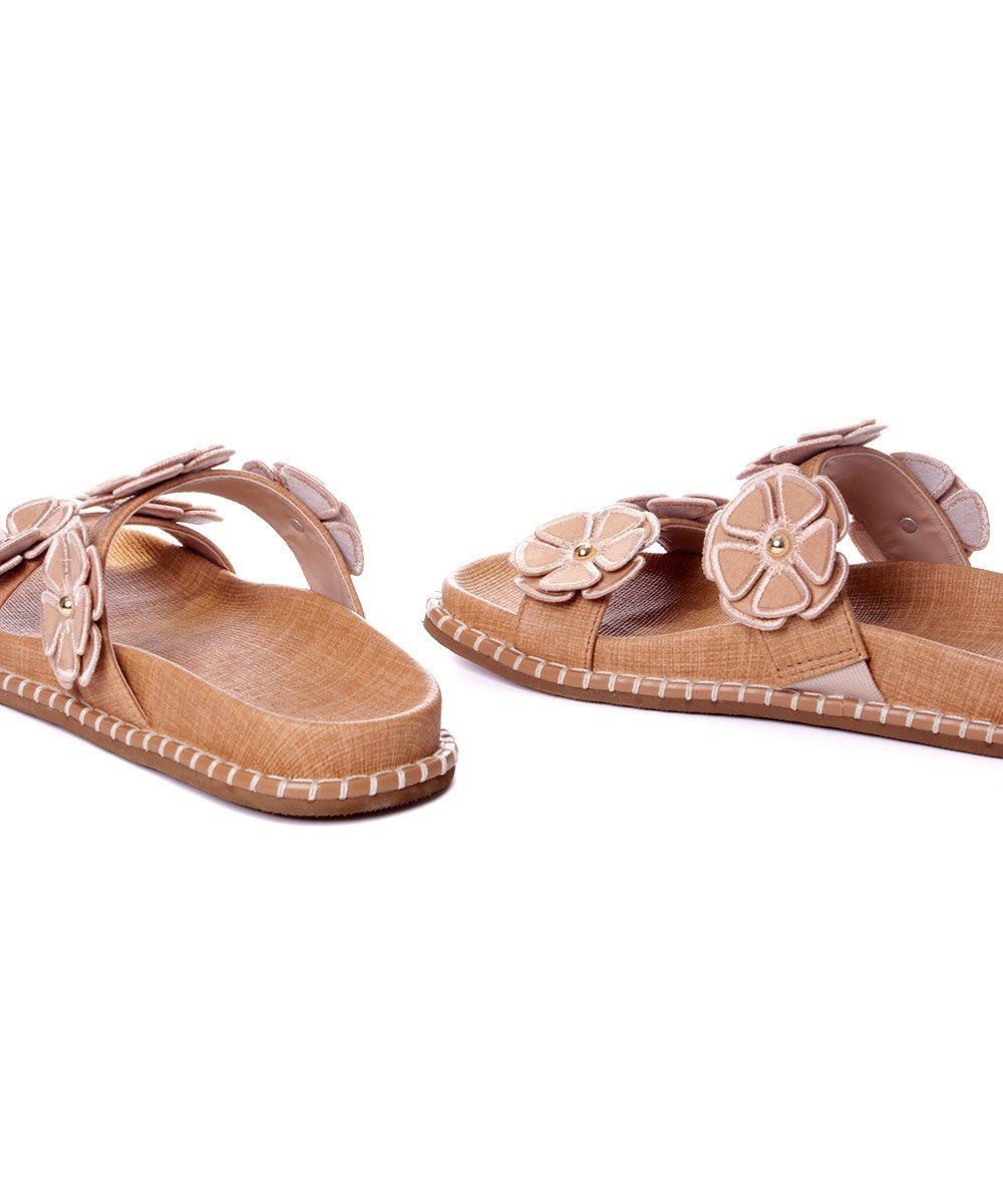 Tamanco Flatform Pixolé Flores Ambar Bege 4