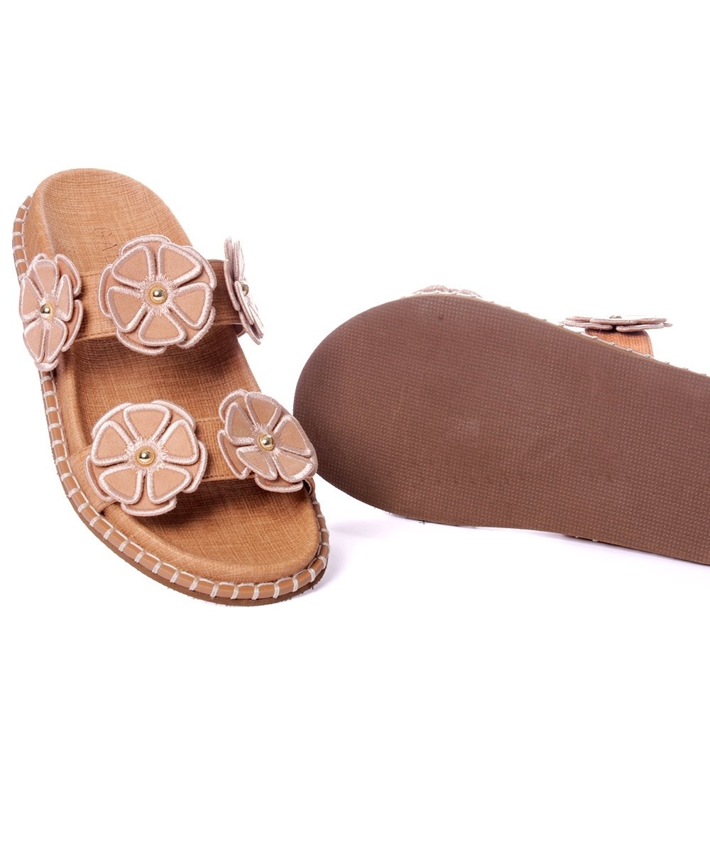 Tamanco Flatform Pixolé Flores Ambar Bege 5