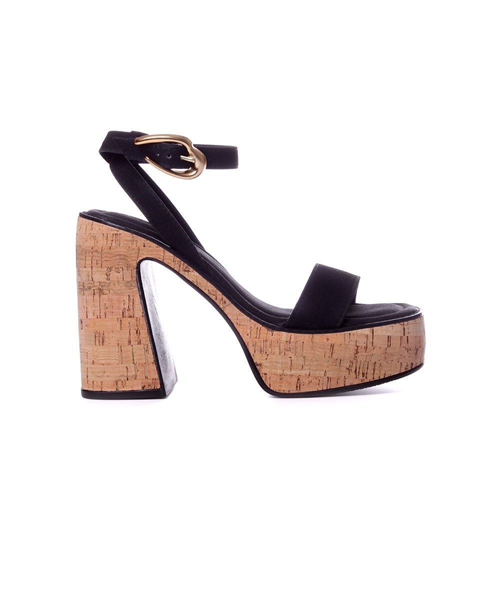 Sandália Pixolé Salto Alto Cortiça Preto