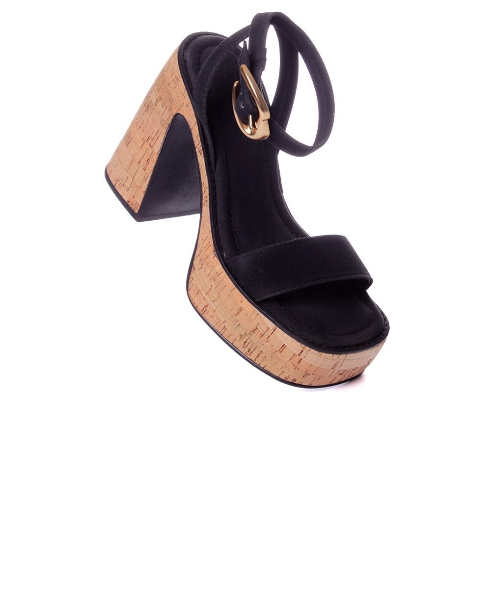 Sandália Pixolé Salto Alto Cortiça Preto Preto 2