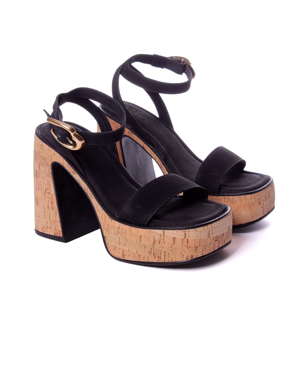 Sandália Pixolé Salto Alto Cortiça Preto Preto 3