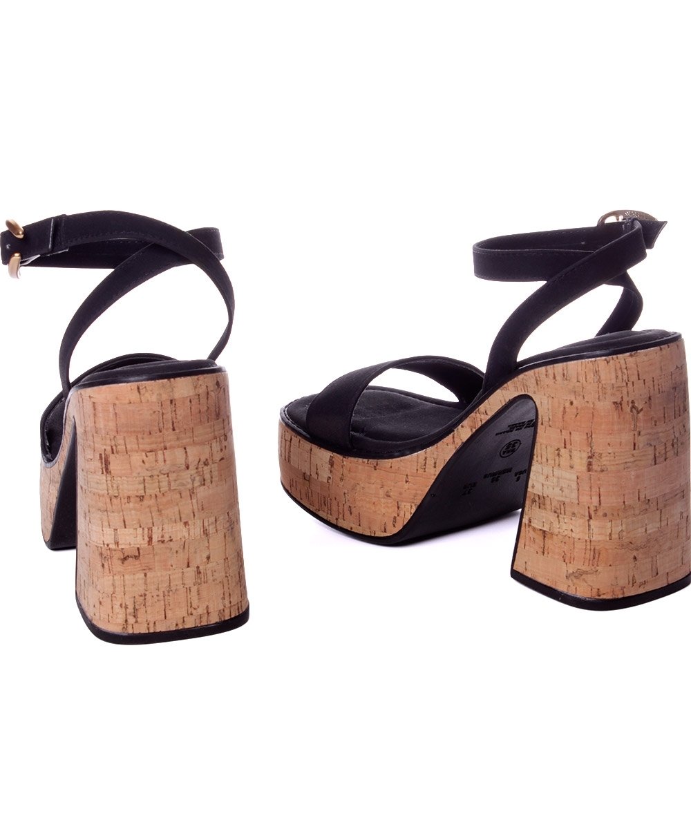 Sandália Pixolé Salto Alto Cortiça Preto Preto 4