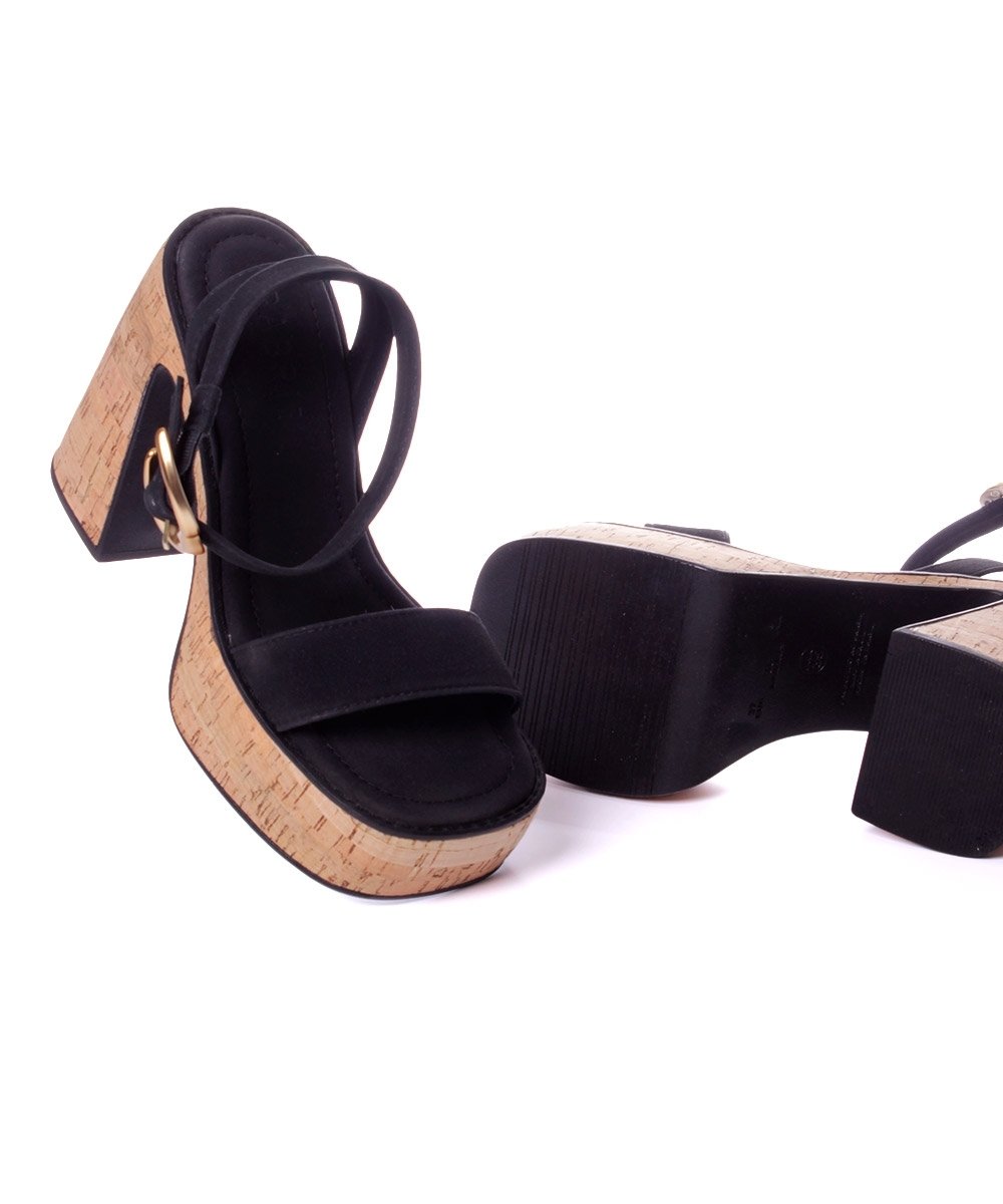 Sandália Pixolé Salto Alto Cortiça Preto Preto 5