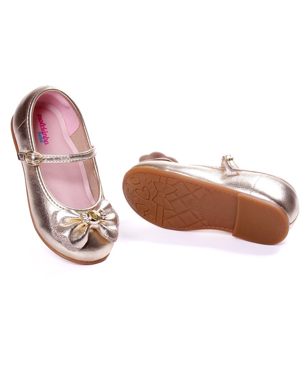 Sapatilha Infantil Molekinha Laço Metalizada Dourado Dourado 5