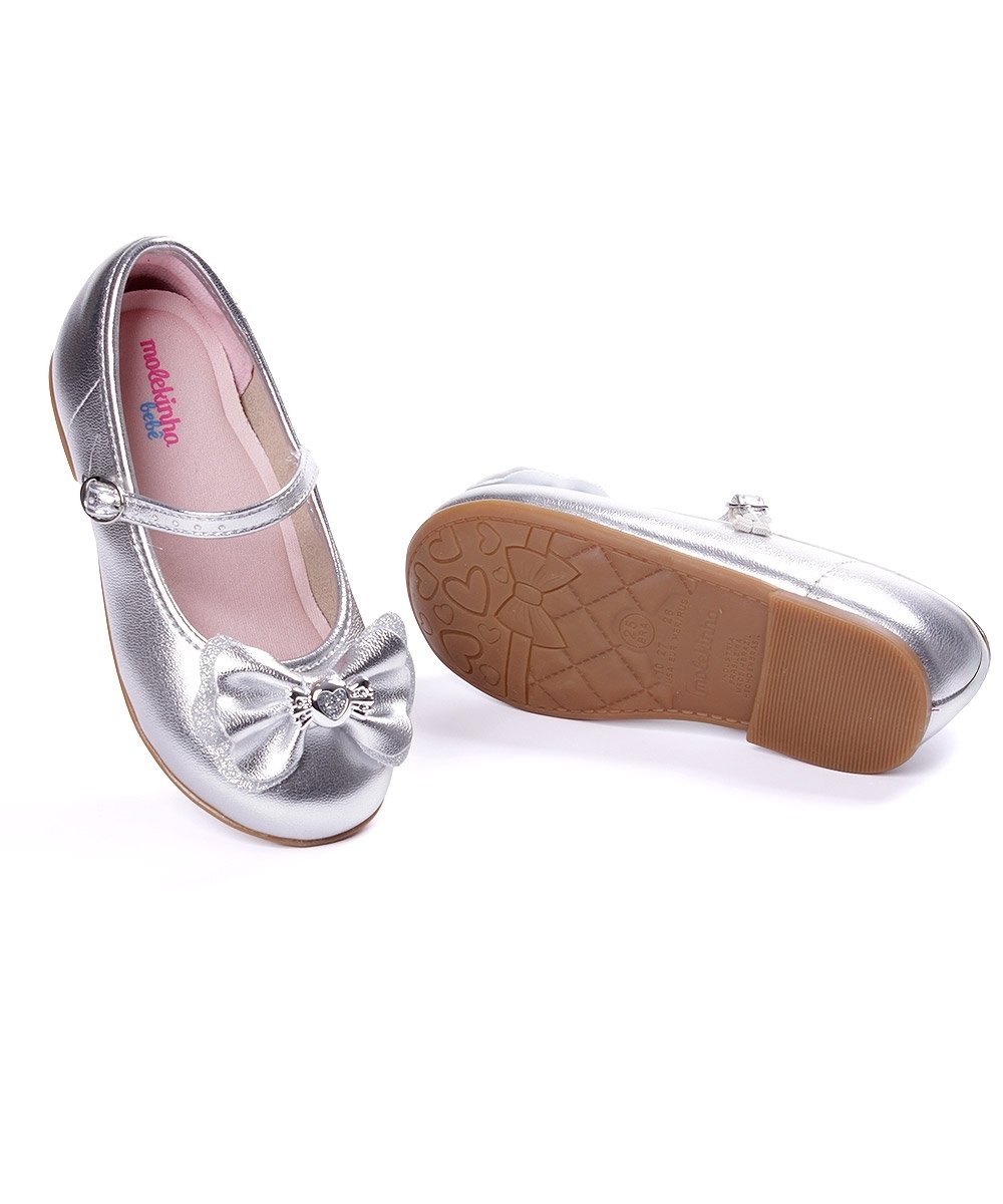 Sapatilha Infantil Molekinha Laço Metalizada Prata Prata 5