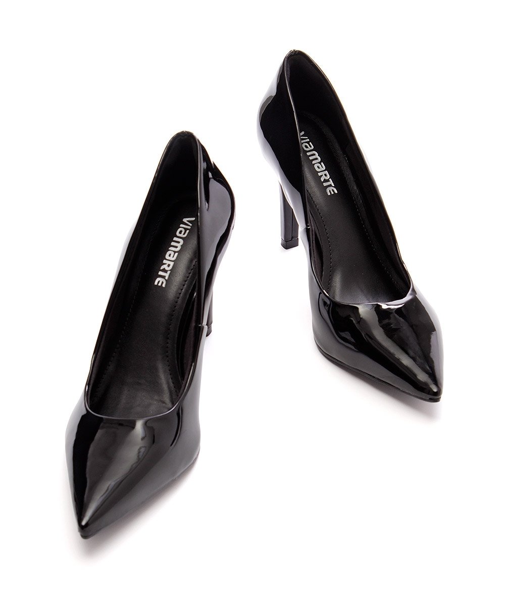 Sapato Scarpin Via Marte Salto Alto Verniz Preto Preto 4