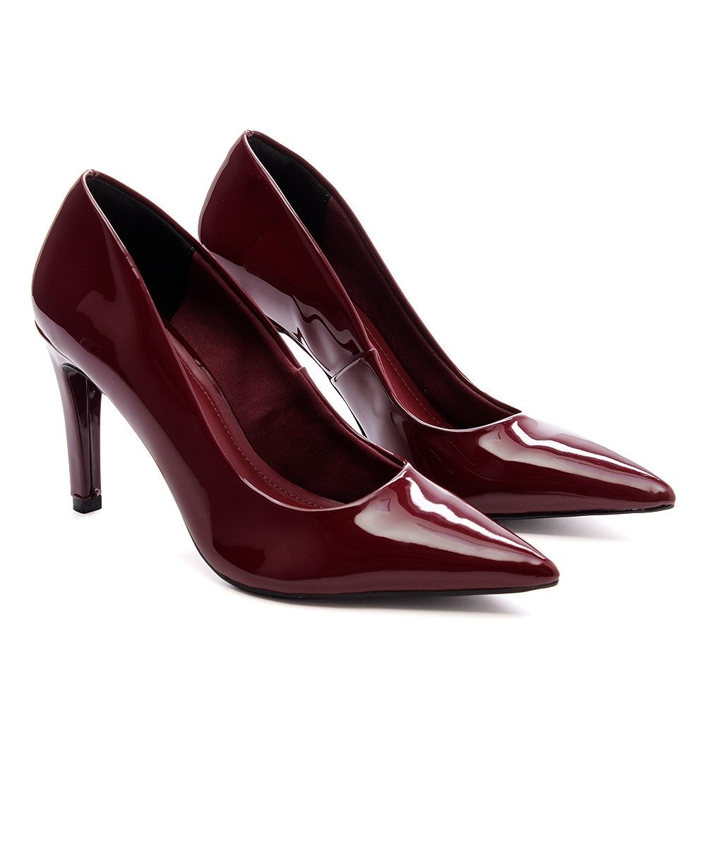 Sapato Scarpin Via Marte Salto Alto Verniz Vinho Vinho