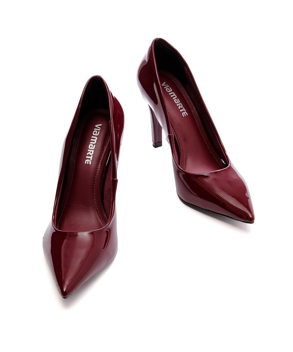Sapato Scarpin Via Marte Salto Alto Verniz Vinho Vinho 4