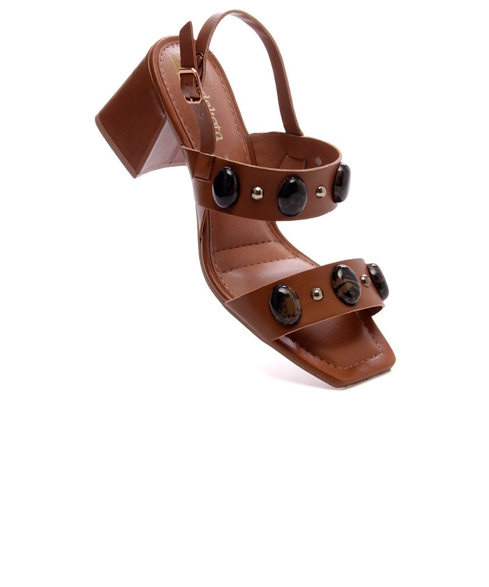 Sandália Dakota Salto Bloco Médio Caramelo Marrom 2