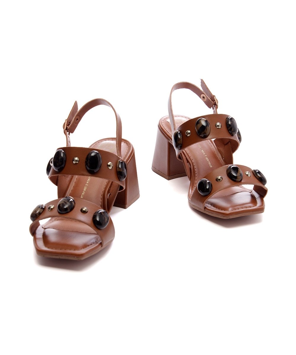 Sandália Dakota Salto Bloco Médio Caramelo Marrom 4