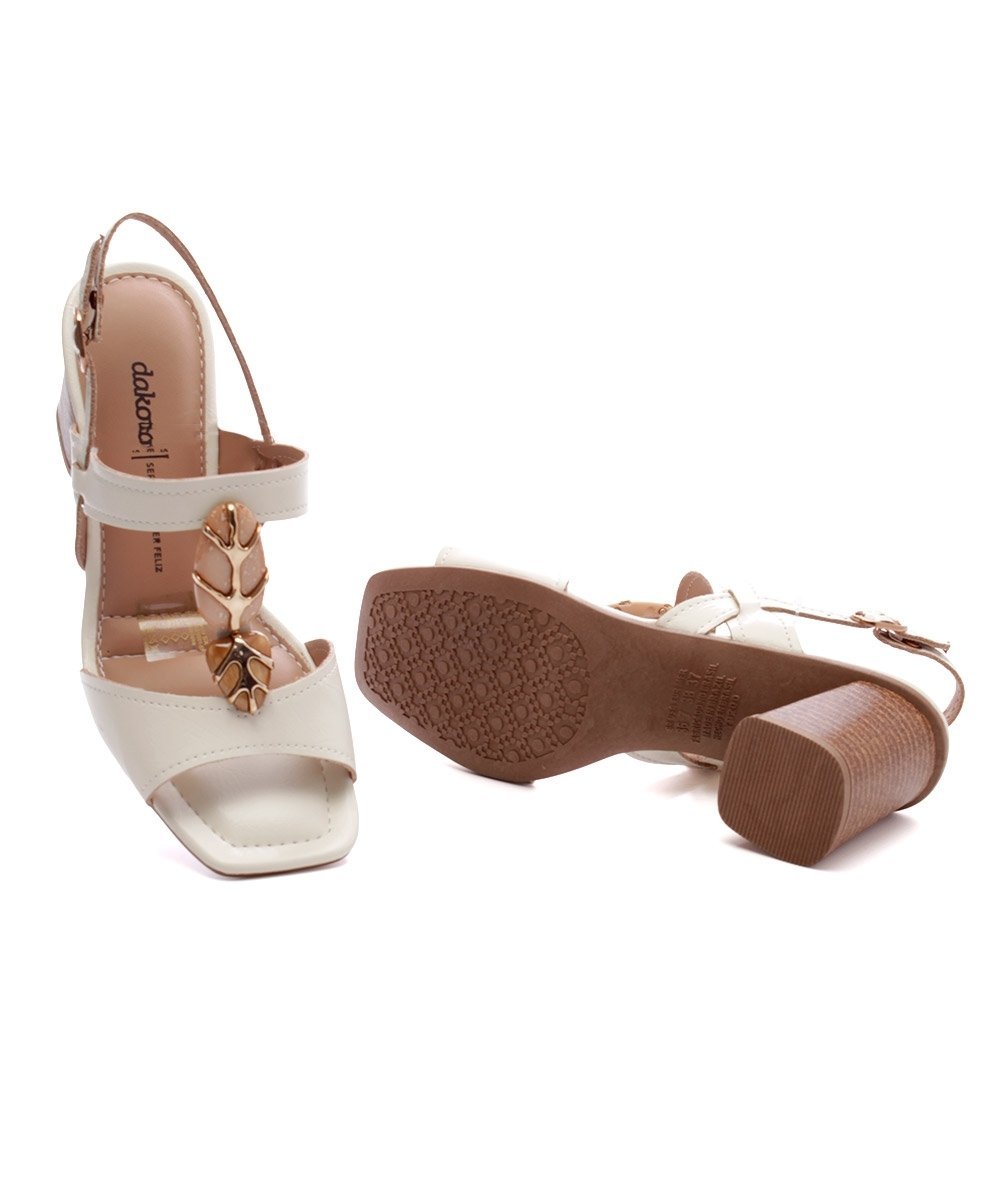 Sandália Dakota Salto Médio Creme Bege 6