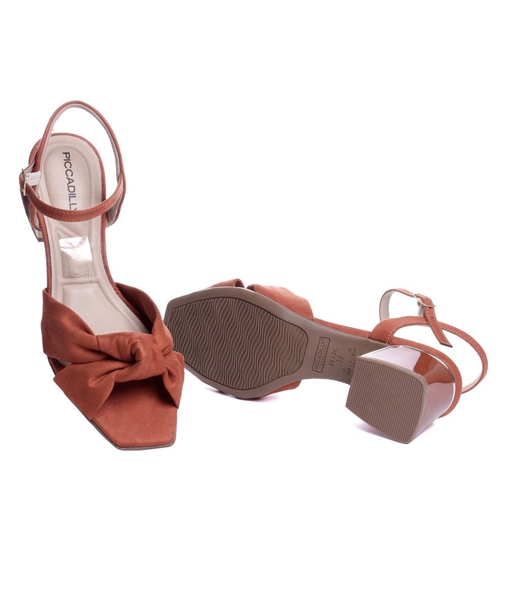 Sandália Piccadilly Salto Médio Microfibra Marrom Marrom 6