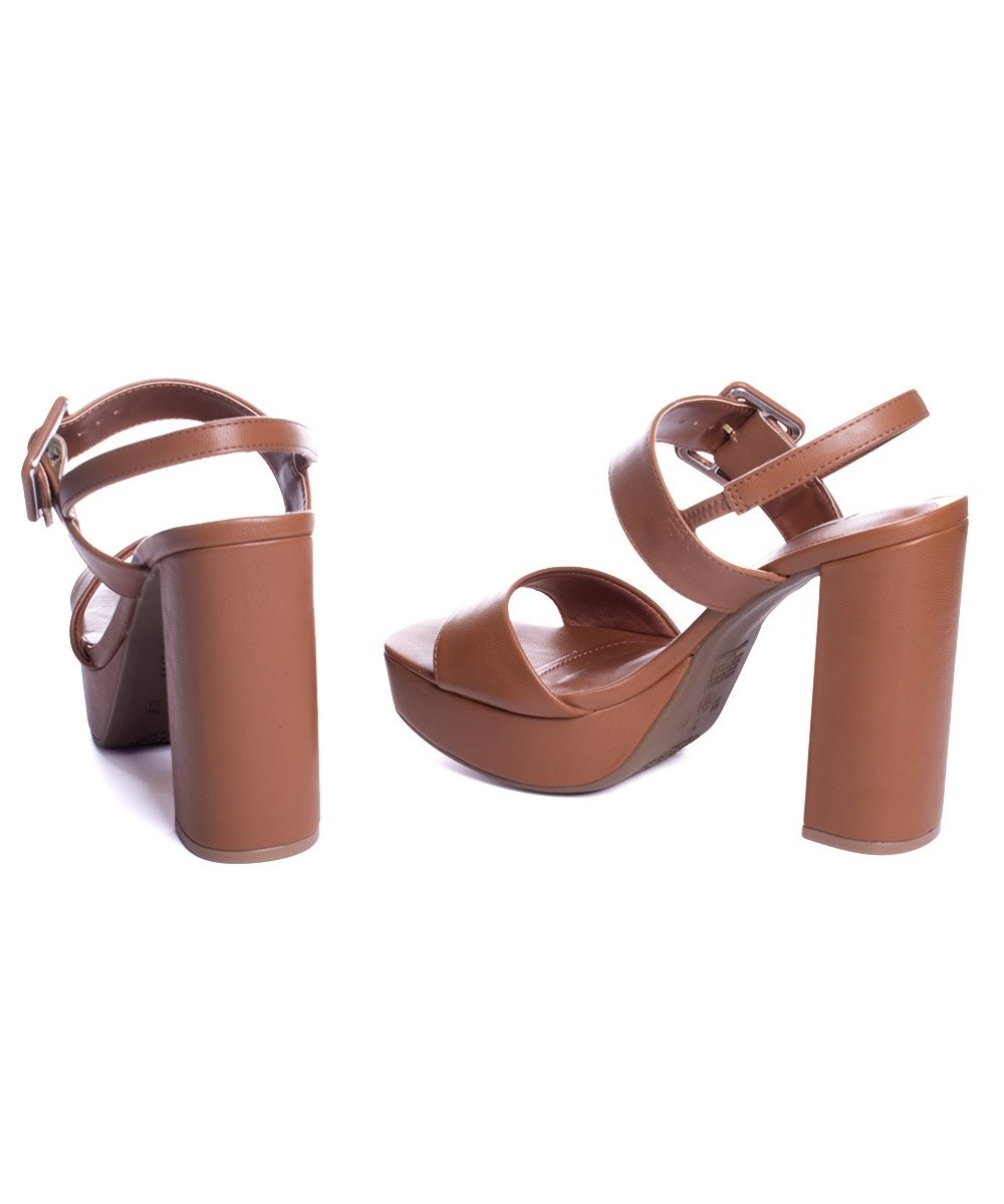 Sandália Meia Pata Via Marte Salto Alto Caramelo Marrom 5