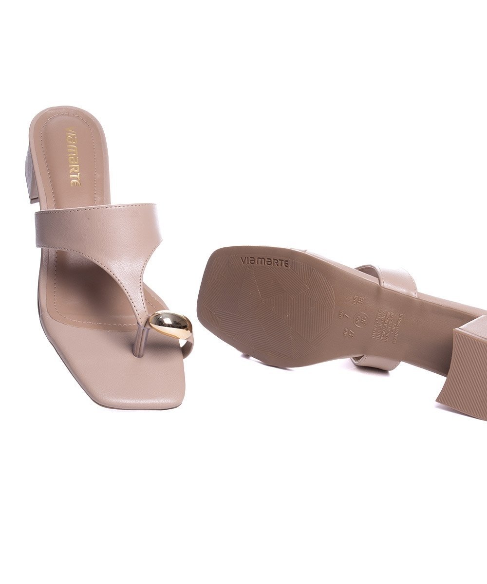 Tamanco Via Marte Salto Baixo Taupy Areia 6