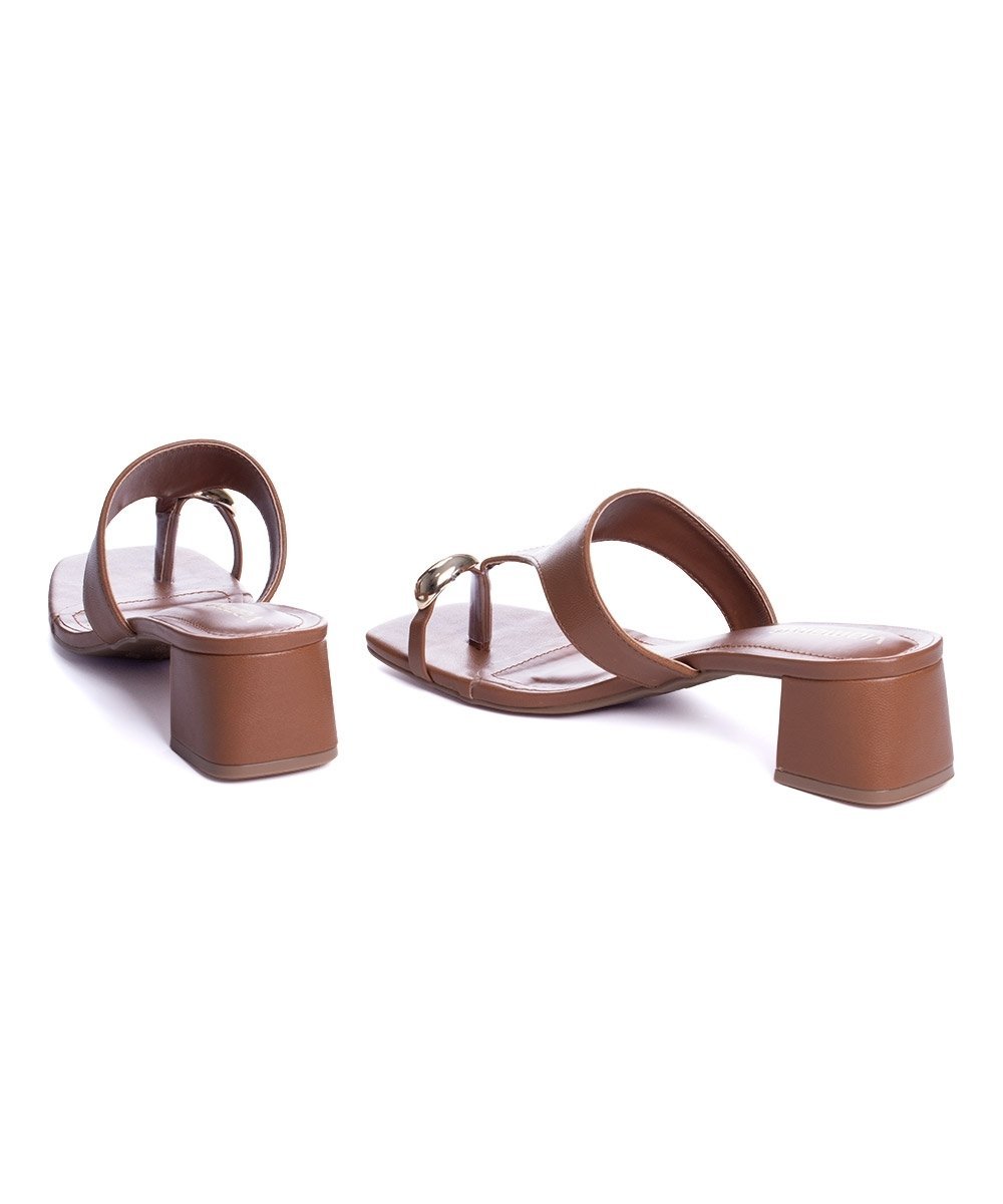 Tamanco Via Marte Salto Baixo Caramelo Marrom 5