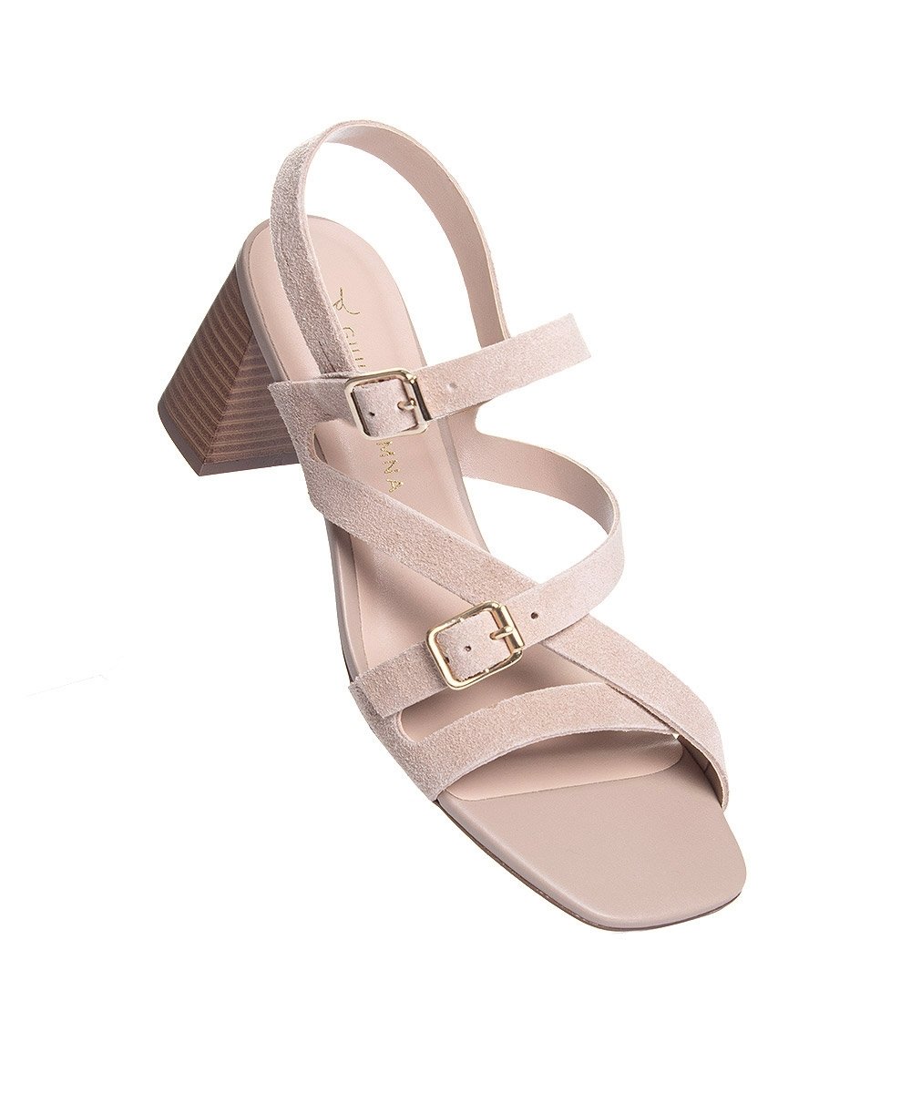 Sandália Giulia Domna Salto Médio Couro Nude Bege 2