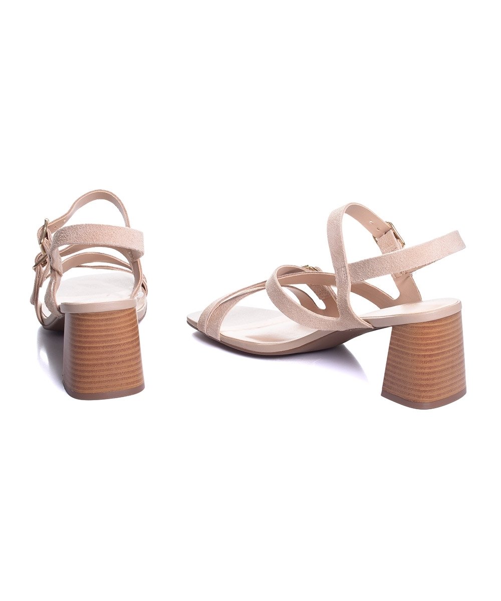 Sandália Giulia Domna Salto Médio Couro Nude Bege 5
