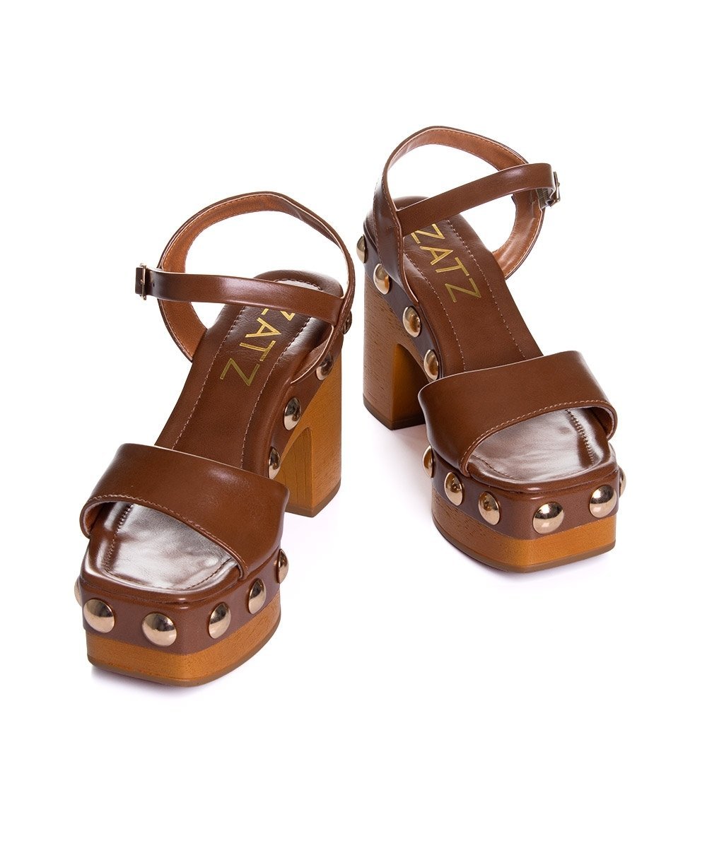 Sandália Meia Pata Zatz Salto Alto Marrom Marrom 4