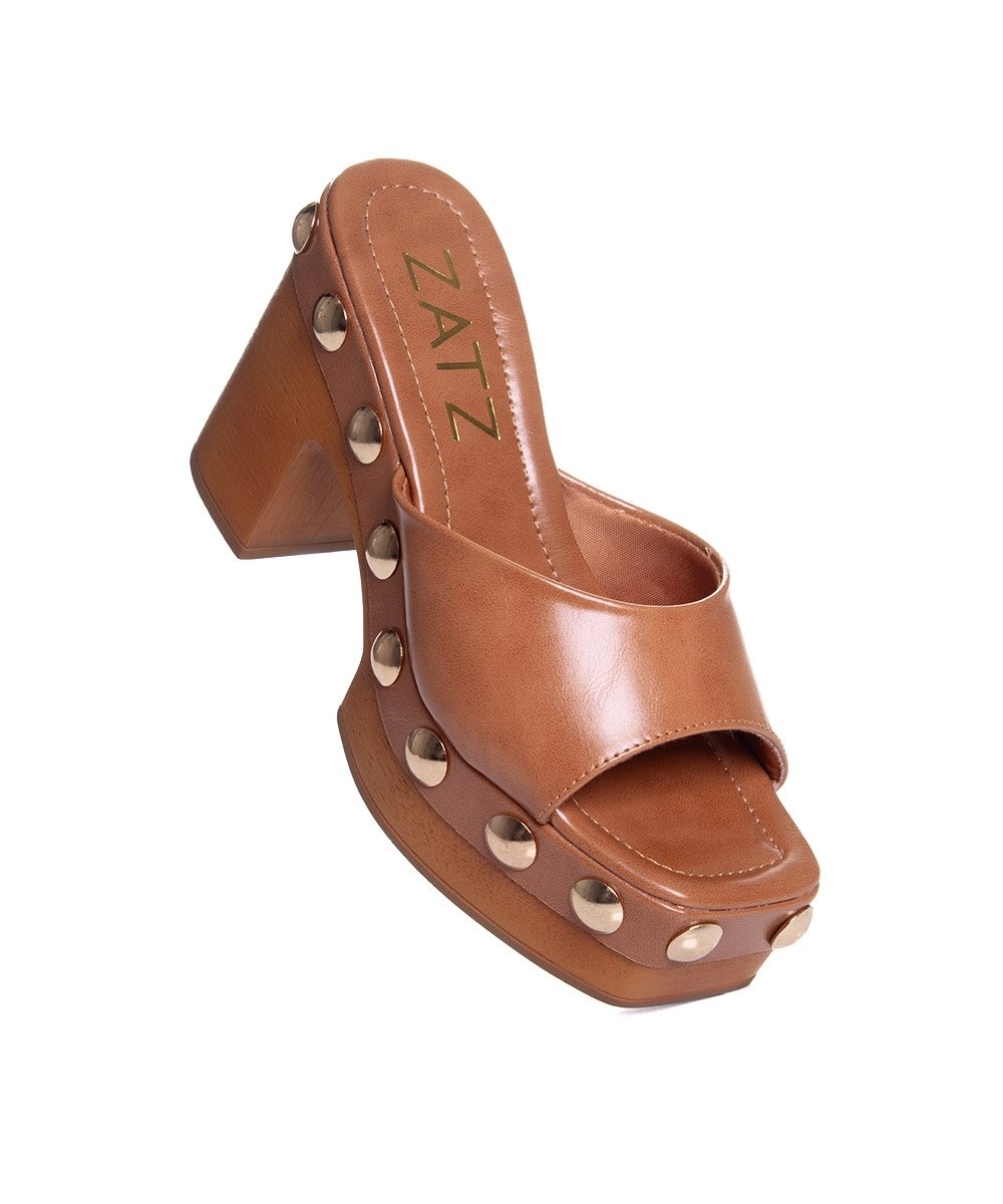 Tamanco Zatz Salto Alto Ambar Caramelo 2