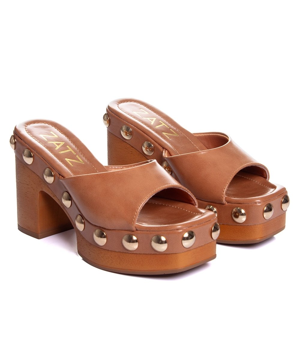 Tamanco Zatz Salto Alto Ambar Caramelo 3