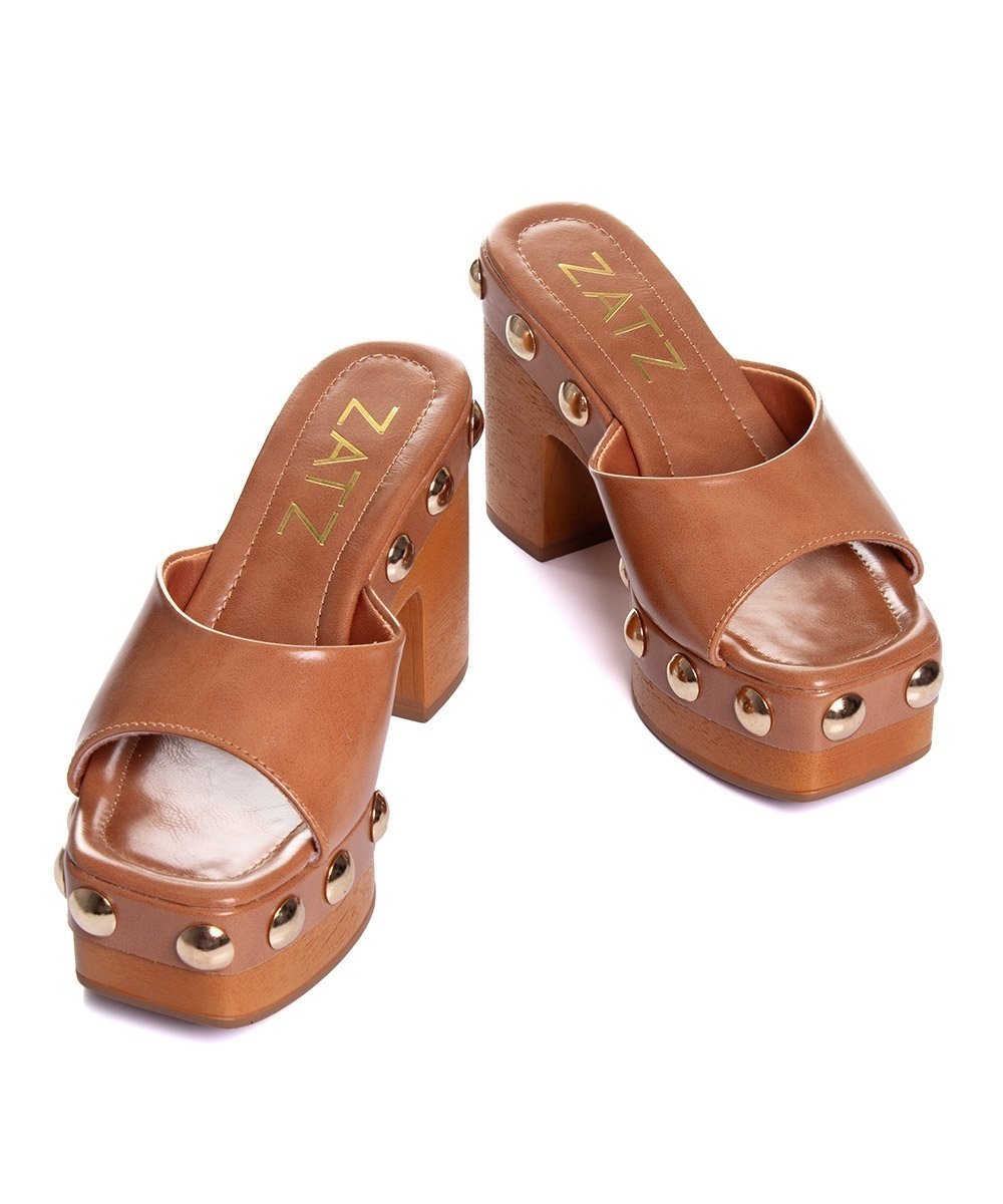 Tamanco Zatz Salto Alto Ambar Caramelo 4