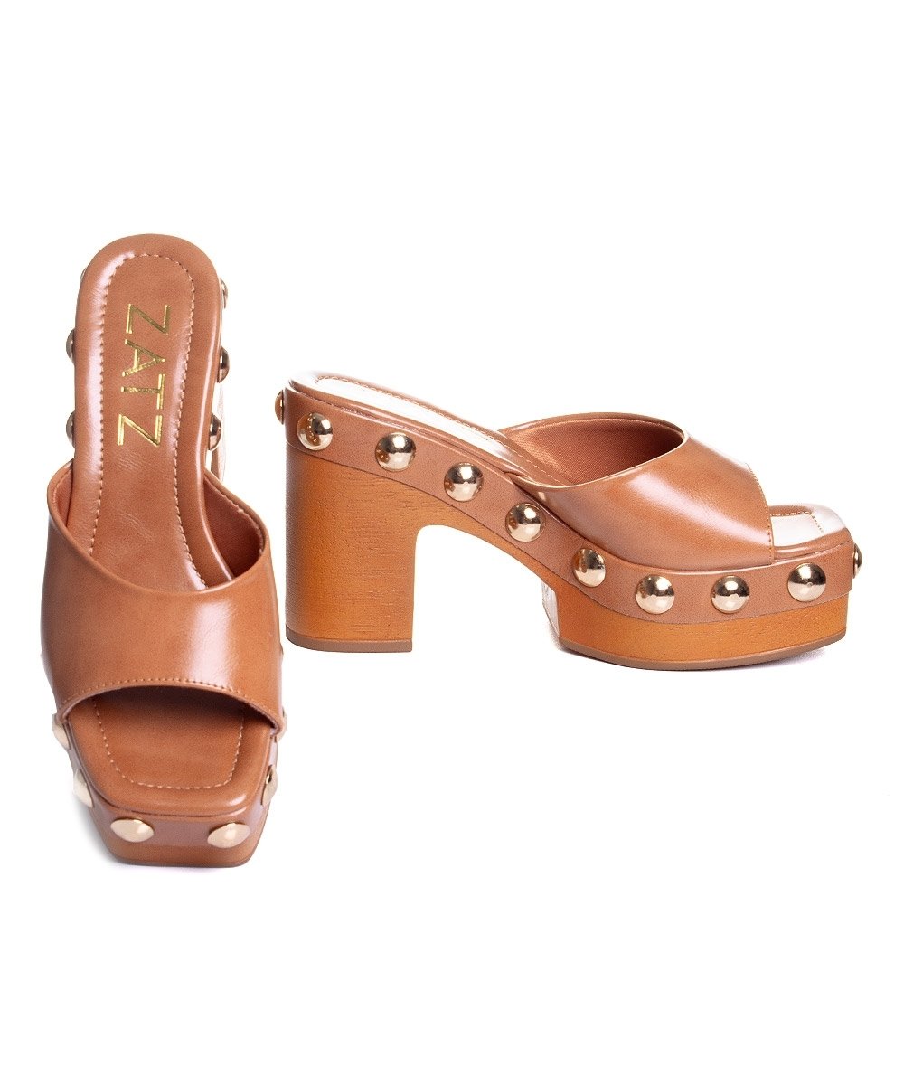 Tamanco Zatz Salto Alto Ambar Caramelo 5