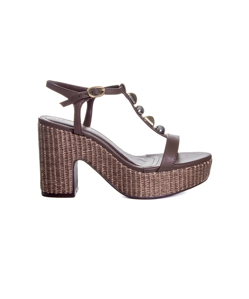 Sandália Anabela Via Marte Salto Alto Marrom
