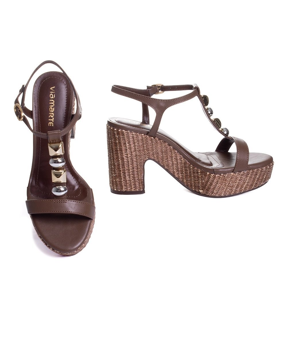 Sandália Anabela Via Marte Salto Alto Marrom Marrom 4
