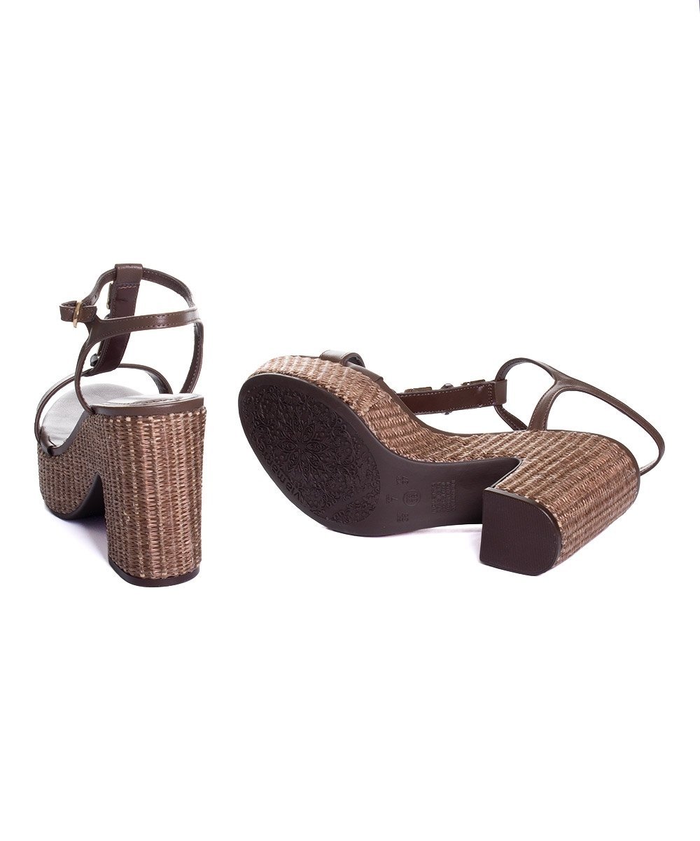 Sandália Anabela Via Marte Salto Alto Marrom Marrom 5