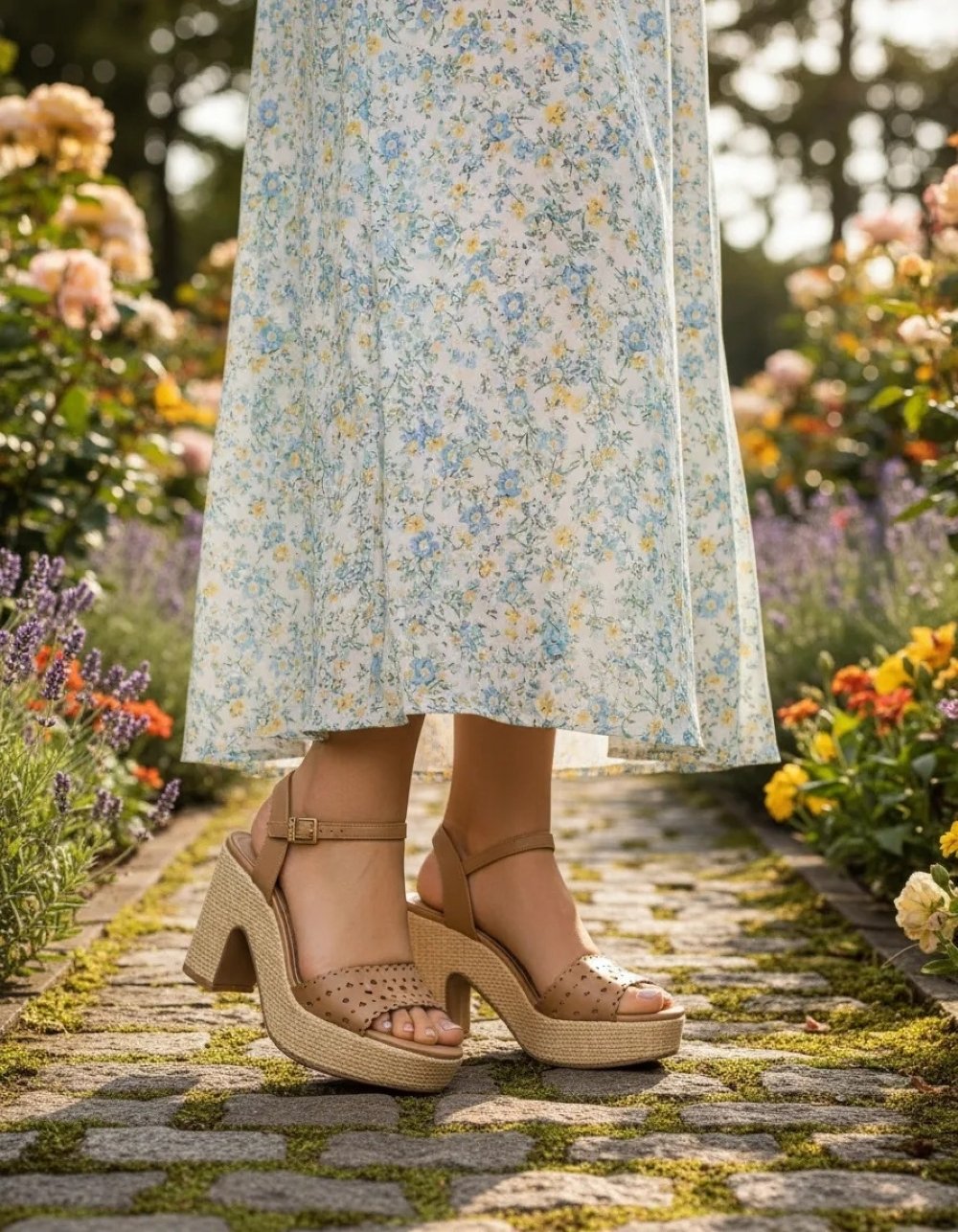 Sandália Anabela Via Marte Areia Bege 3