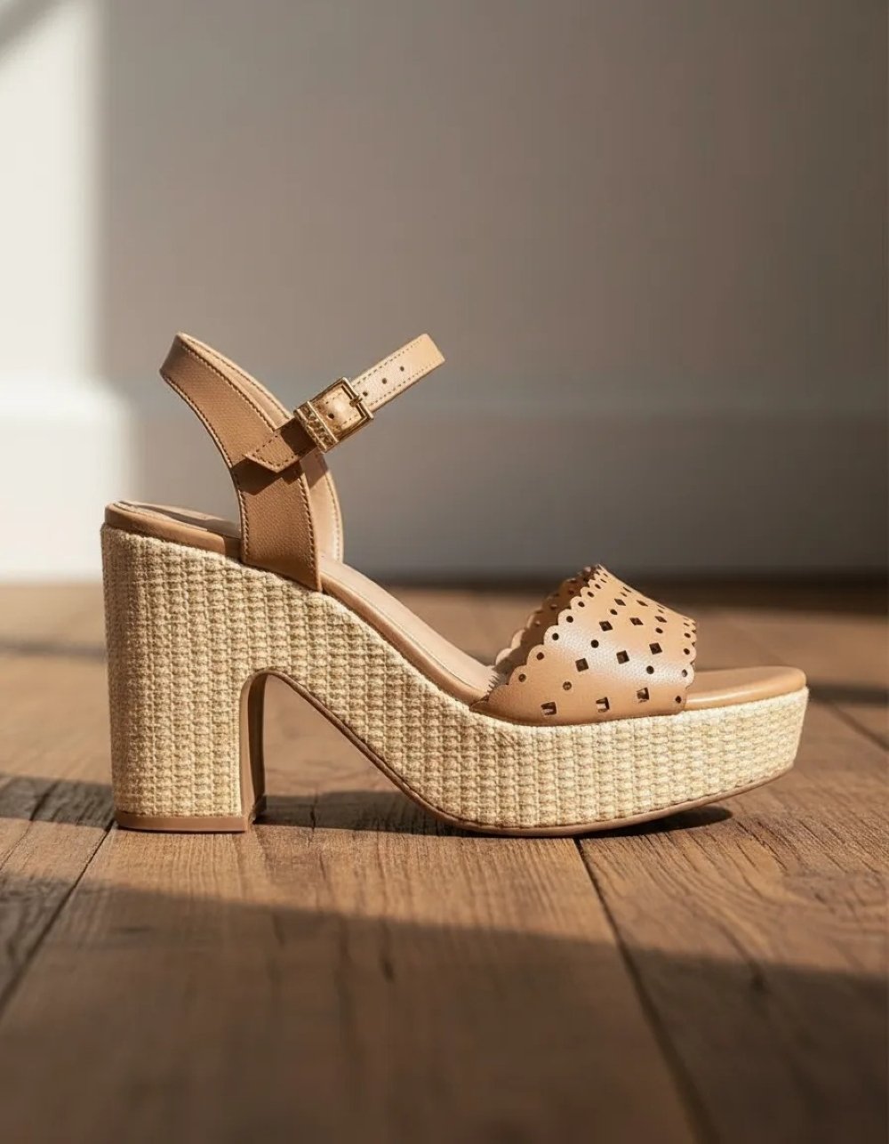 Sandália Anabela Via Marte Areia Bege 5