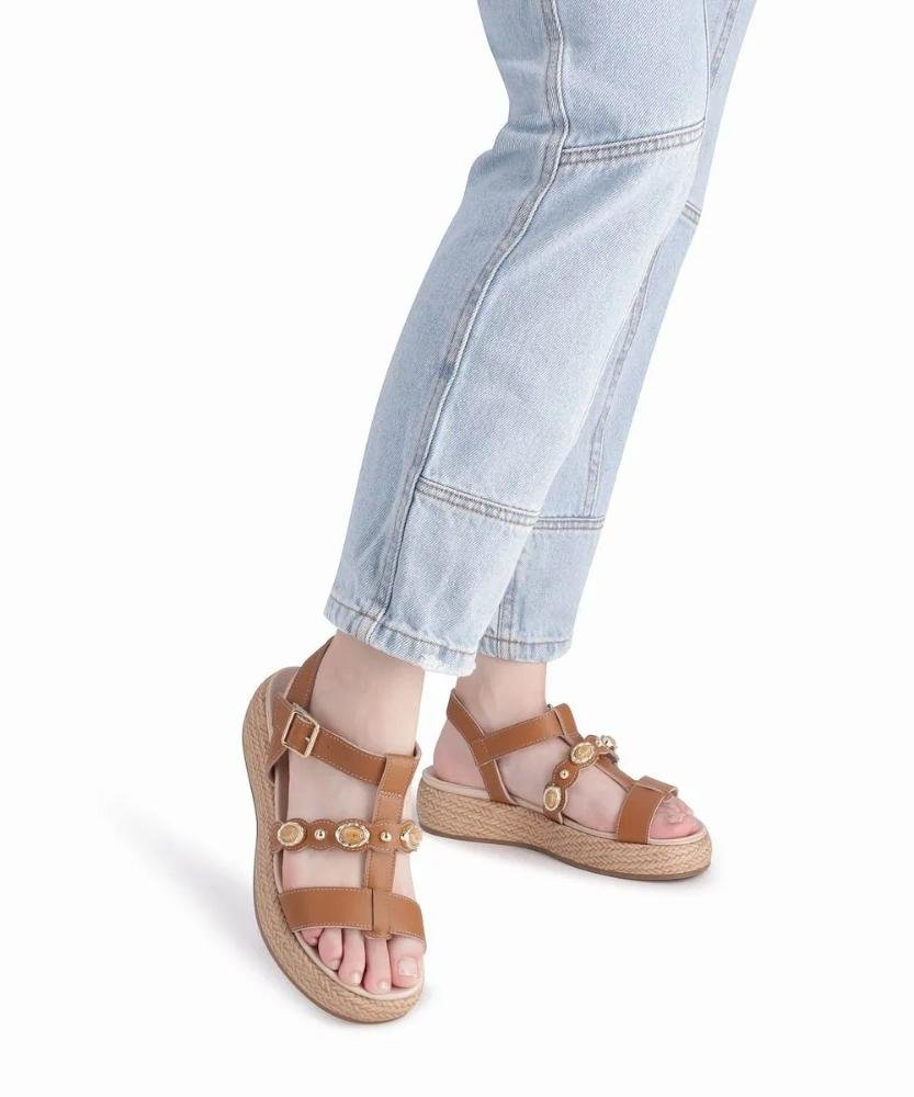 Sandália Plataforma Piccadilly Sol Caramelo Marrom 5