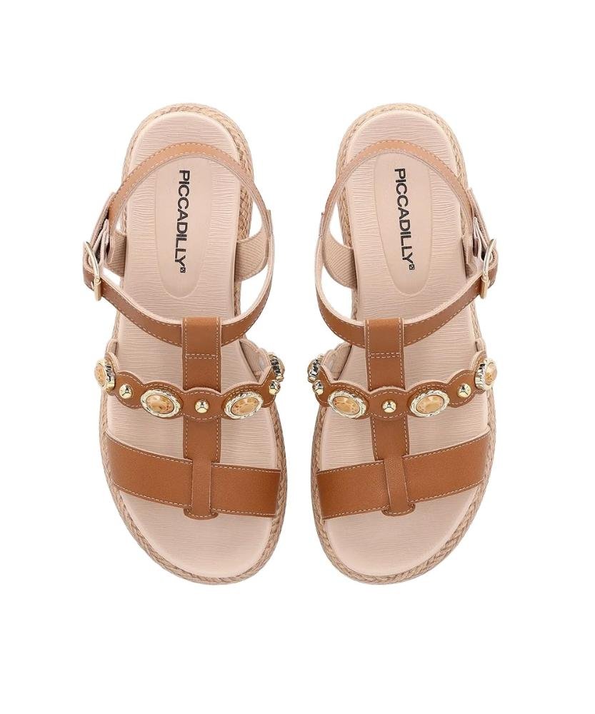 Sandália Plataforma Piccadilly Sol Caramelo Marrom 4