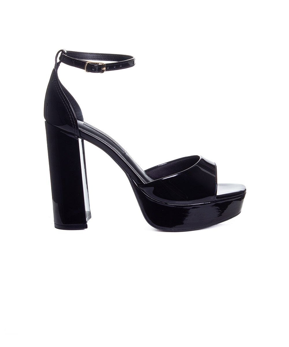 Sandália Via Marte Salto Bloco Alto Preto