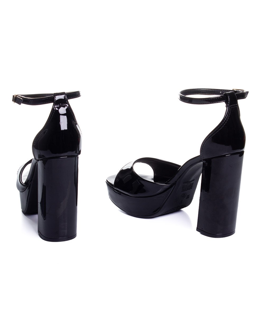 Sandália Via Marte Salto Bloco Alto Preto Preto 6