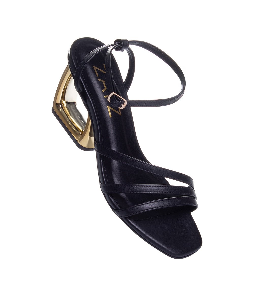 Sandália Zatz Salto Geométrico Médio Preto Preto 3