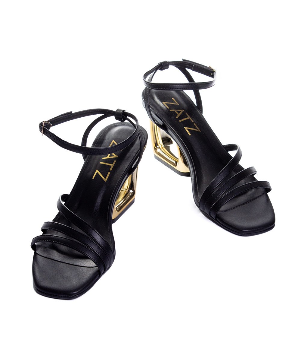Sandália Zatz Salto Geométrico Médio Preto Preto 4