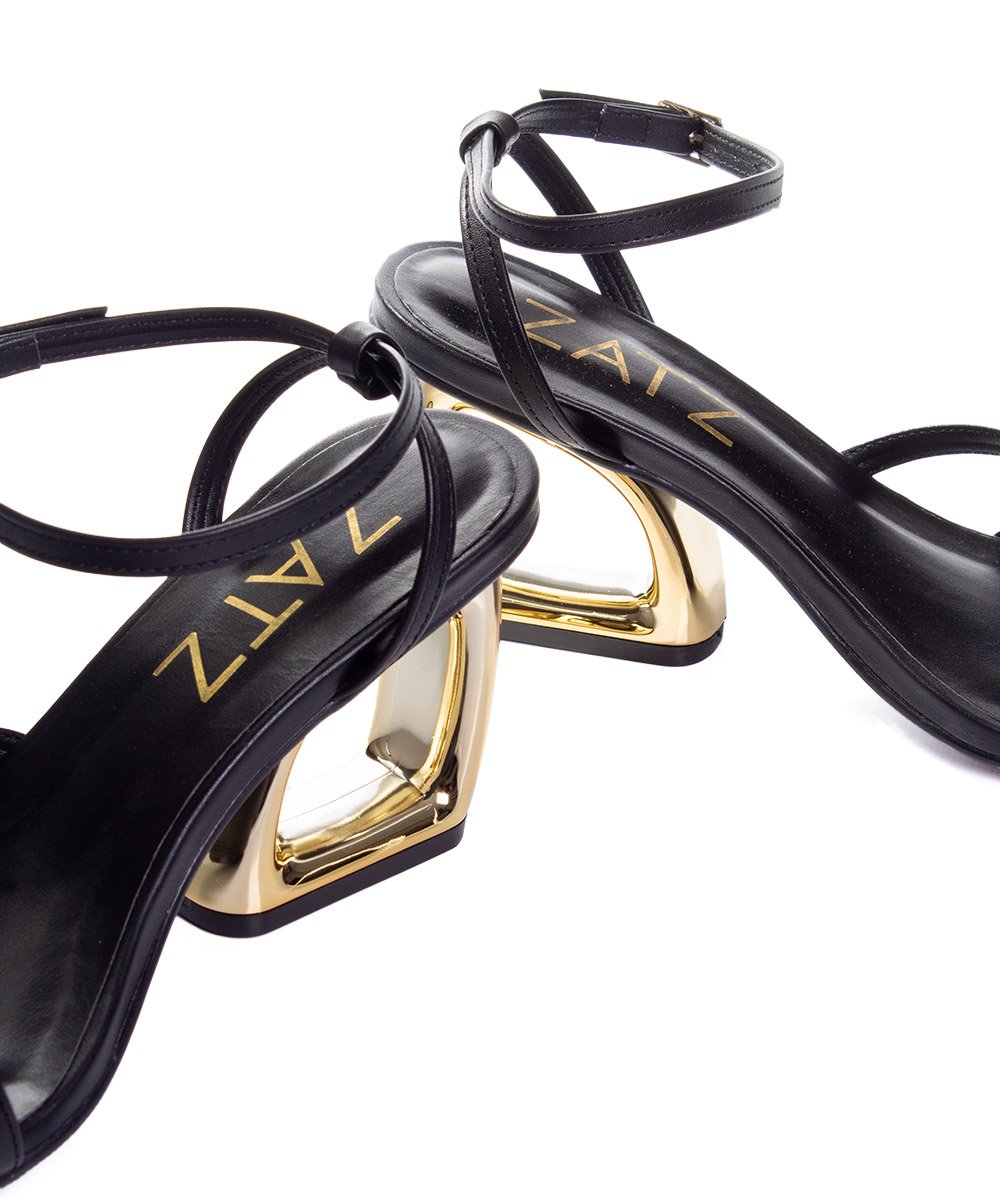 Sandália Zatz Salto Geométrico Médio Preto Preto 5