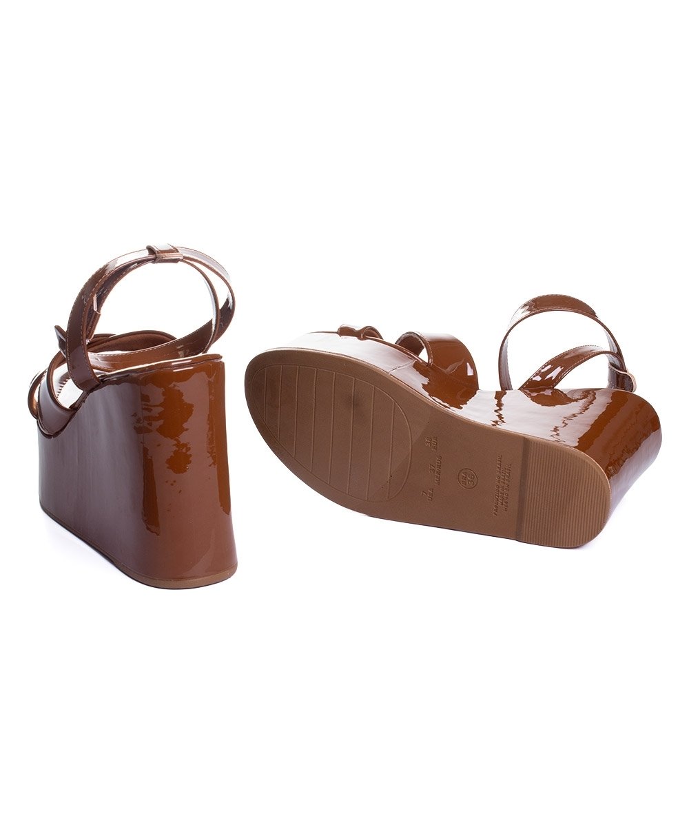 Sandália Anabela Zatz Salto Alto Café Marrom 5