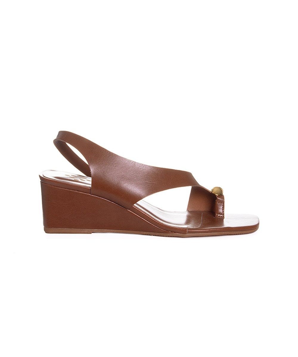 Sandália Anabela Pixolé Salto Médio Caramelo