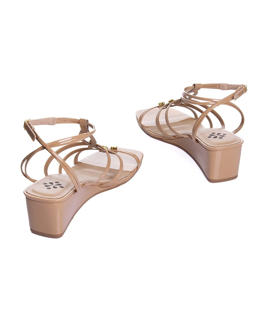 Sandália Anabela Pixolé Salto Médio Bege Bege 4