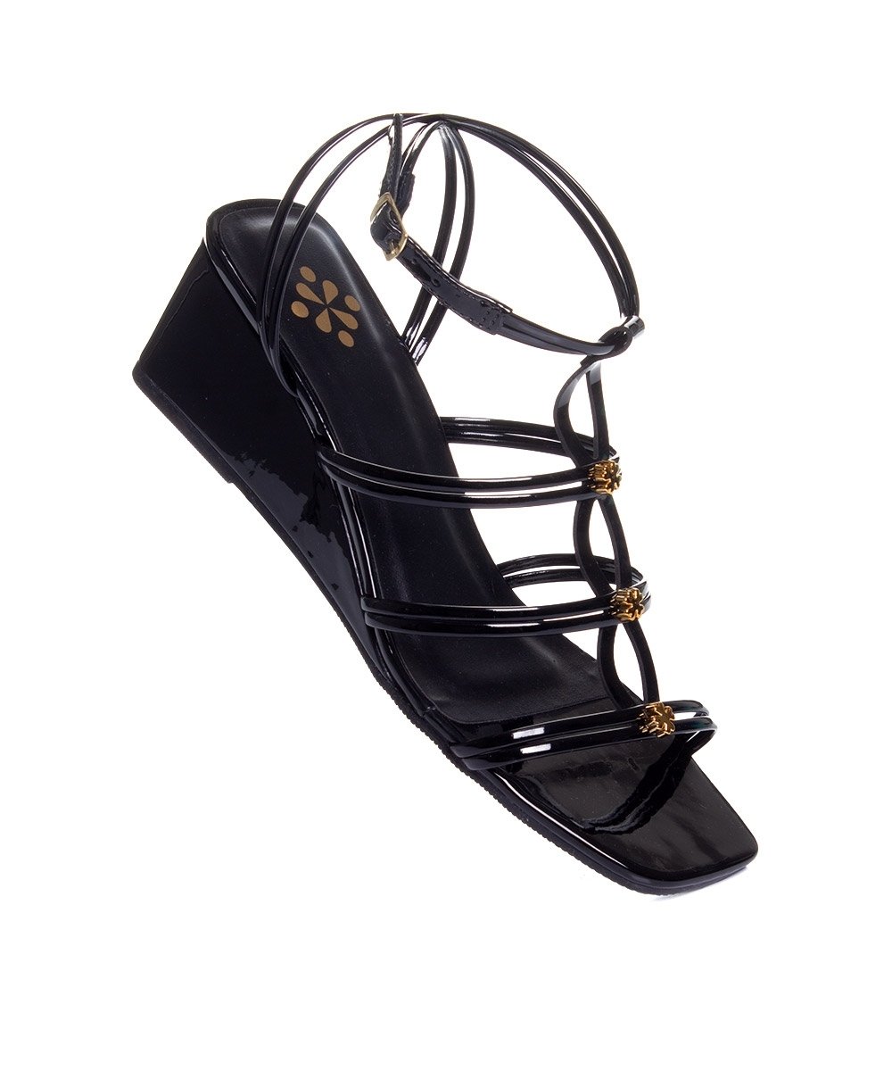 Sandália Anabela Pixolé Salto Médio Preto Preto 2