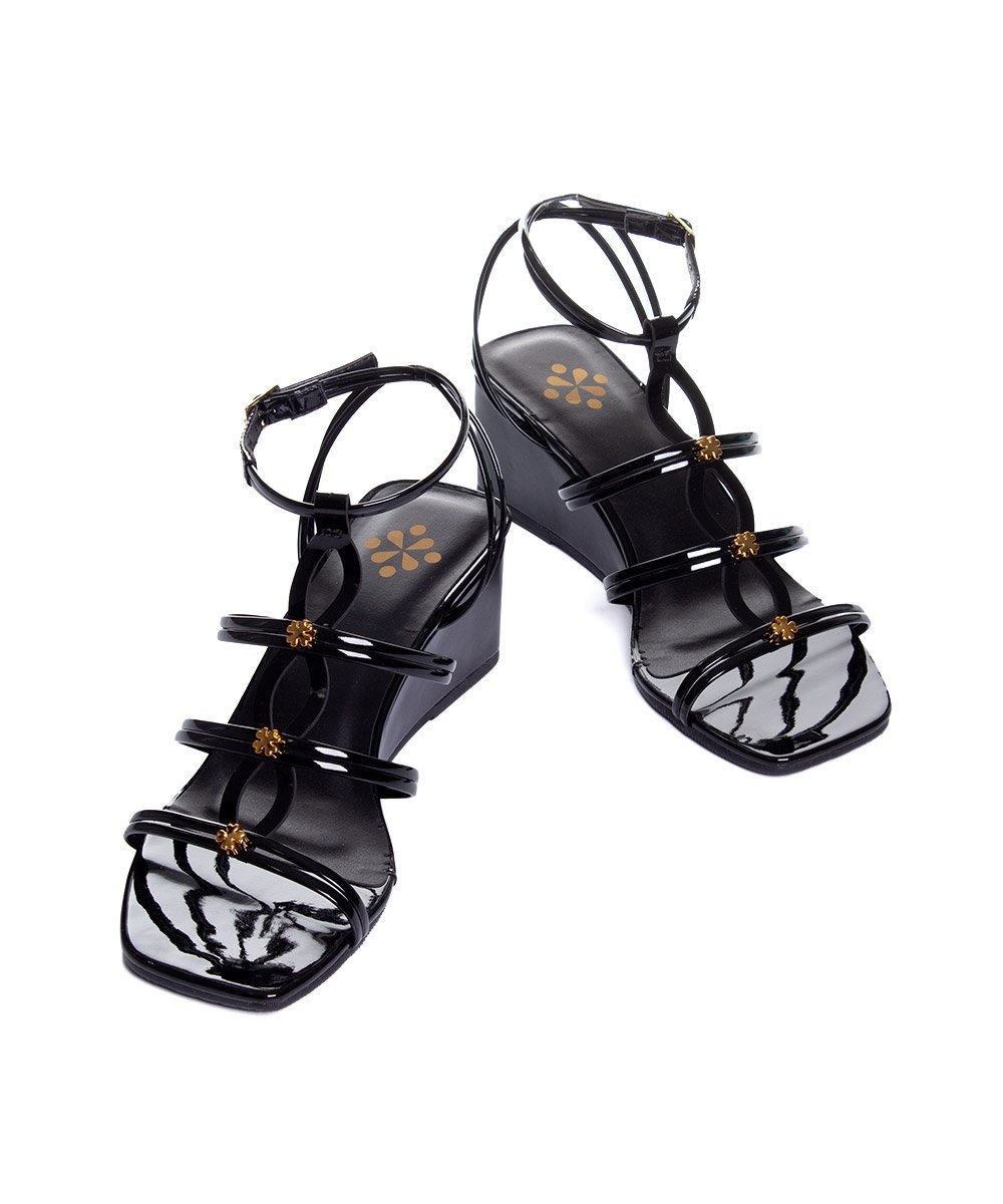 Sandália Anabela Pixolé Salto Médio Preto Preto 4