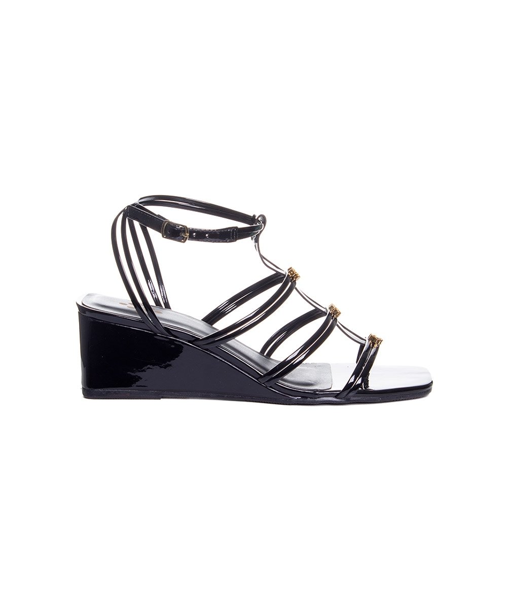 Sandália Anabela Pixolé Salto Médio Preto