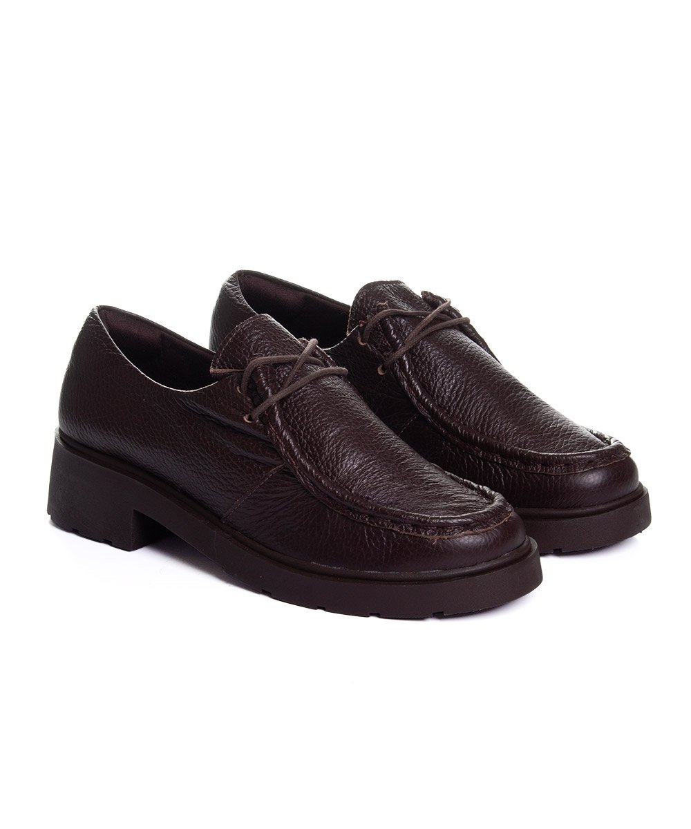 Sapato Oxford Feminino Pixolé Salto Médio Couro Cafe Marrom 3