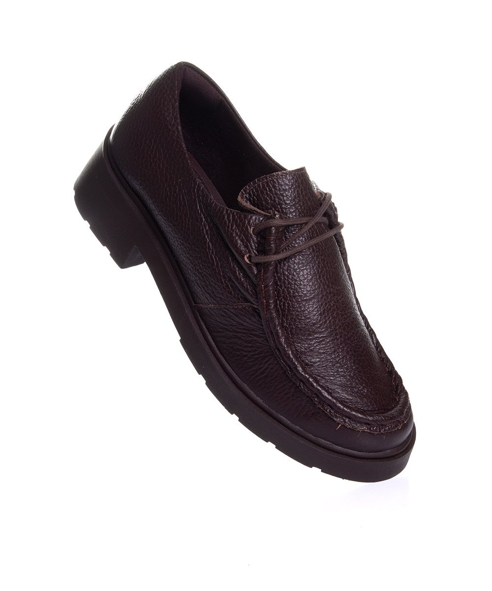 Sapato Oxford Feminino Pixolé Salto Médio Couro Cafe Marrom 2