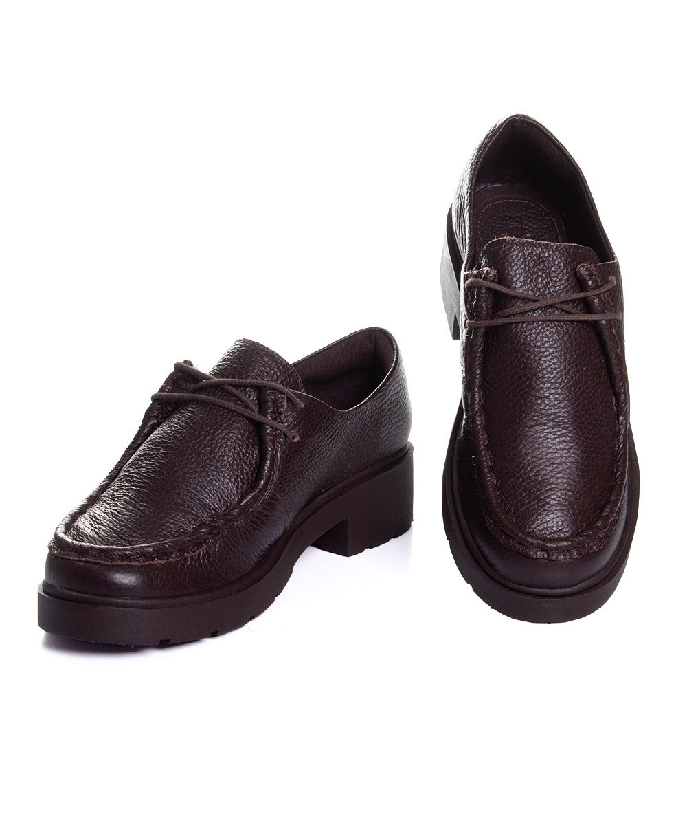 Sapato Oxford Feminino Pixolé Salto Médio Couro Cafe Marrom 4