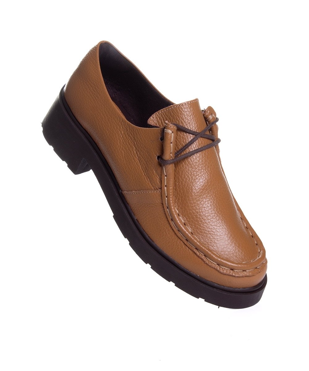 Sapato Oxford Feminino Pixolé Salto Médio Couro Capuccino Capuccino 2