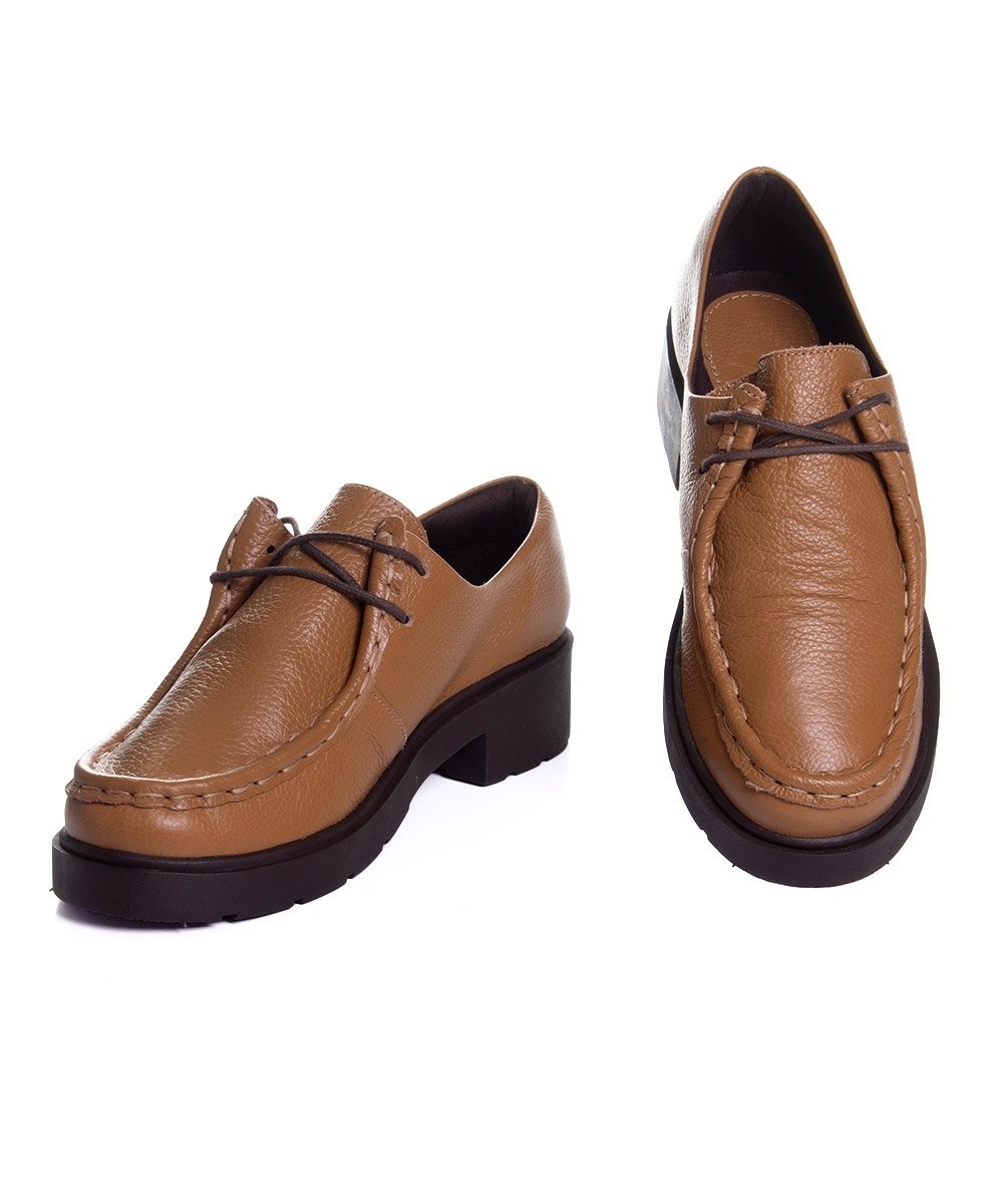 Sapato Oxford Feminino Pixolé Salto Médio Couro Capuccino Capuccino 4