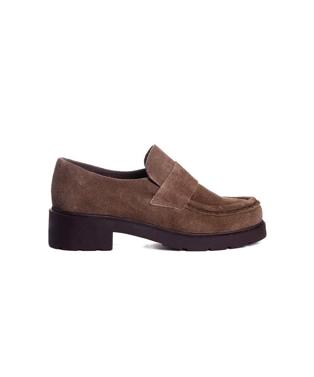 Mocassim Feminino Pixolé Salto Médio Couro Cafe
